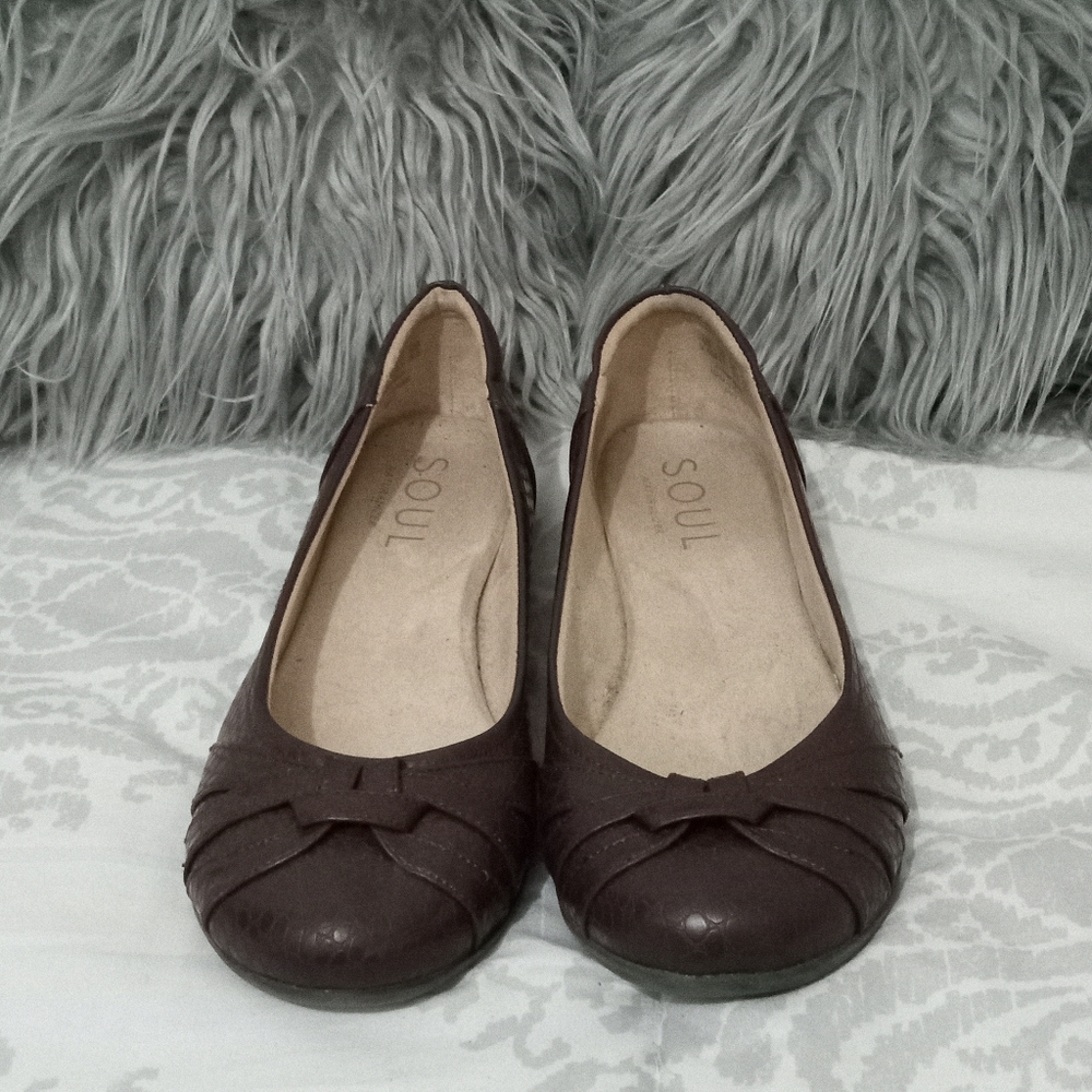 Naturalizer Soul Women's Brown Leather Gift Alligator Print Flats 9.5